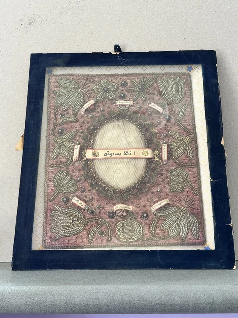 Antico Reliquiario Reliquia  Quadro  Da Parete Agnus Dei
