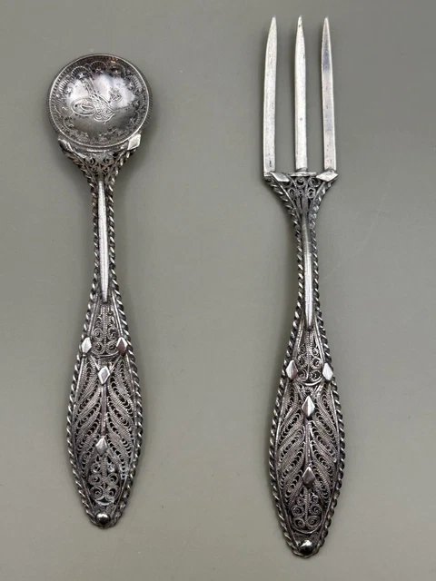 CUILLÈRE ET FOURCHETTE En Argent Travail Oriental EUR 30,00 - PicClick FR