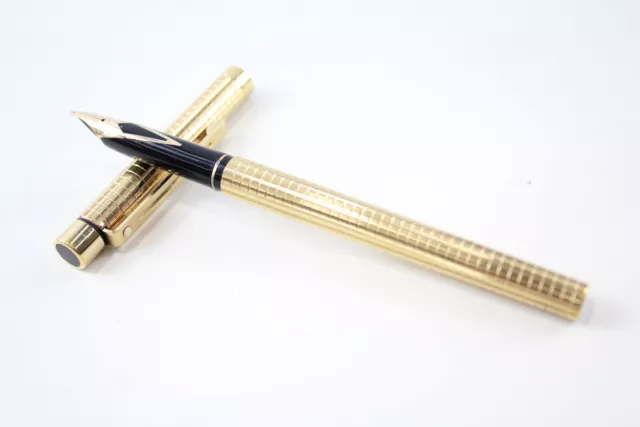 Sheaffer Targa Slimline Vintage Fountain Pen Gold Plate Casing 14k Nib WRITING