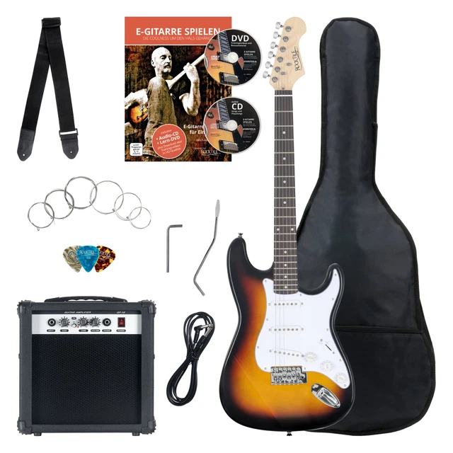 E-Gitarre Set Rocktile Bangers Pack 8-Teile mit Verstärker Gigbag Gurt Sunburst