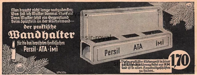 Wandhalter Persil Ata Imi - 1937 - Historische Werbung - Reklame ~13x5cm