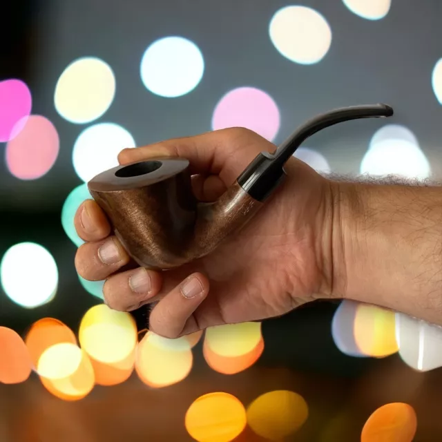 KAF Smoking Pipe made of Pear Wood Bent Dublin Tobacco Bowl with 9mm Filter