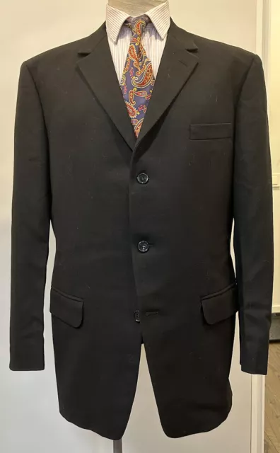 Giacca passeggino uomo anni '50 nera vintage lana su misura europea grande 44