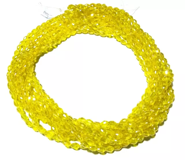 5 Strand Mystic Lemon Quartz Barrel Faceted 4x6mm Gemstone Loose Beads 13"inch