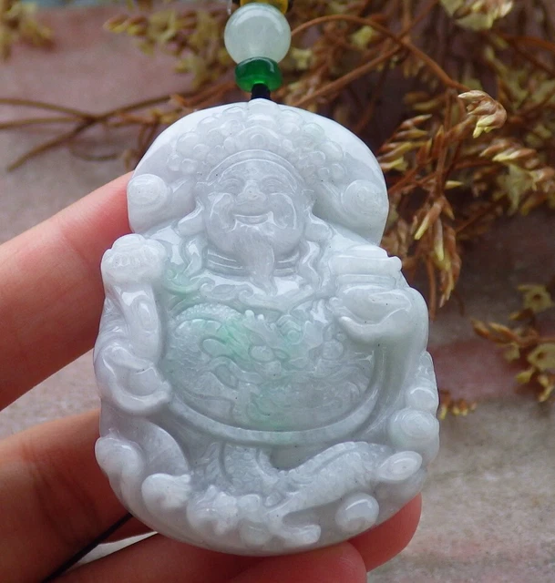 Certified Green Burma Natural A Jade jadeite pendant Money God Dragon 850190