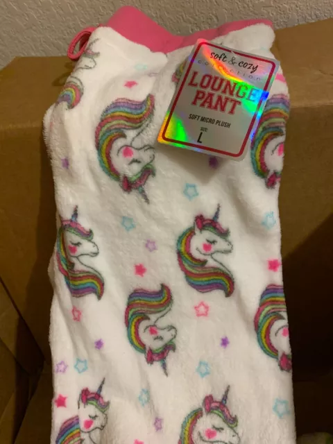 Unicorn Fleece Lounge Pants Nwt Sizes: L, Xl Warm Soft & Cozy Jr Girls, Women