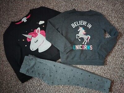 Girls Unicorn Primark Outfit Jumpers And Thick Leggings 5-6 Years