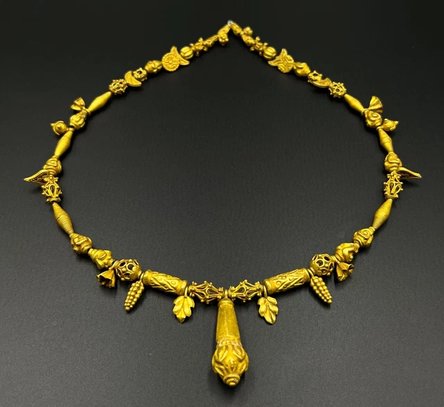 Old Antique South East Asian Burma Pyu Pagan Solid Gold Jewelry Necklace Beads