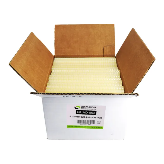 Surebonder Quad-Stick Low Temp, Fast Set, Packaging Hot Glue Sticks - 11 LB