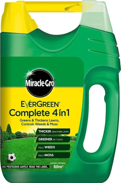 Miracle-Gro Evergreen Complete 4 In 1 Thicker Fast Green Tougher Lawn Feed 80m2