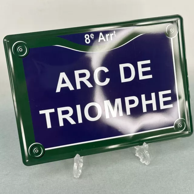 Vintage Style Light Weight Metal  Imitation Arc De Triomphe Street Sign Postcard