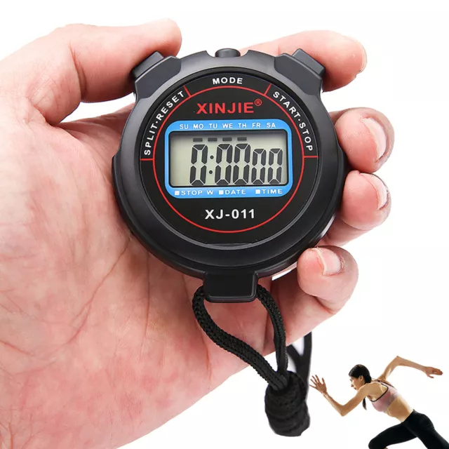 Waterproof Digital LCD Stopwatch Sports Counter Chronograph Timer Portable Watch