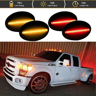 Per FORD F350 F450 LED INDICATORE LATERALE LUCE MARCATORE Ripetitore Nero lente Ambra/Rosso 