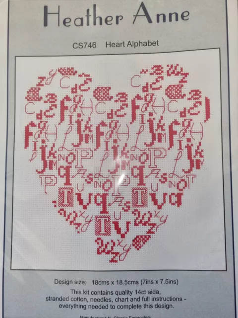 Classic Embroidery Heart Alphabet Blackwork/ Cross Stitch Kit