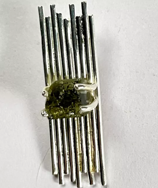 Natural Moldavite 3.860 Grams 925 Sterling Silver Framed Pendant