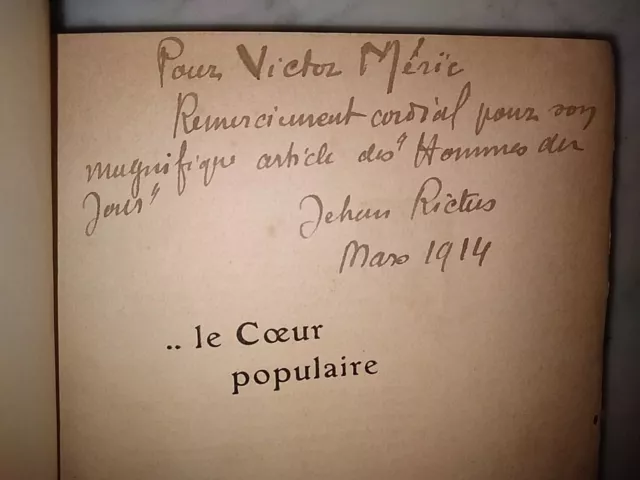J. Rictus (Steinlen) EO Arches Dédicace, Provenance- Le Cœur Populaire, 1914