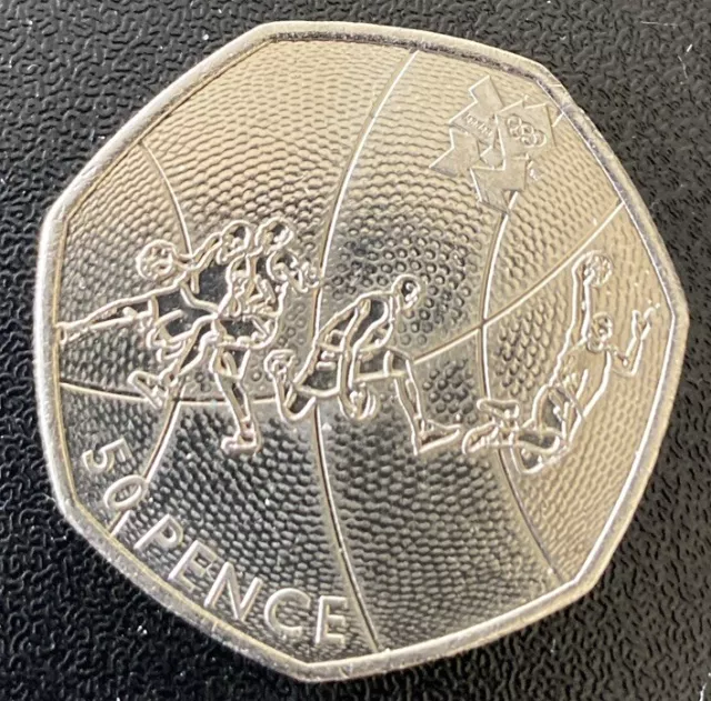 UK England London 2012 Olympic 50p Coin 2011 Fifty Pence Basketball Collectors