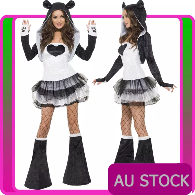 Womens Fever Sexy Panda Costume Animal Jungle Zoo Party Ladies Teen Fancy Dress