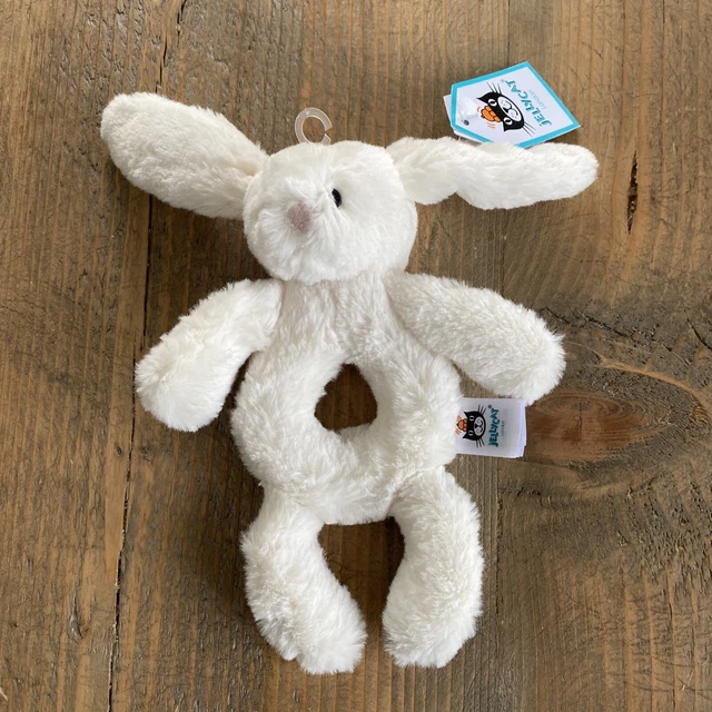 JELLYCAT BASHFUL BUNNY Cream Grabber Rattle BNWT £10.00 PicClick UK