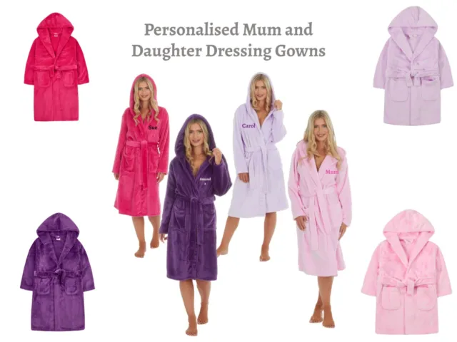 Mum and Daughter Personalised Dressing Gown Robe 2-13 Years S M L XL