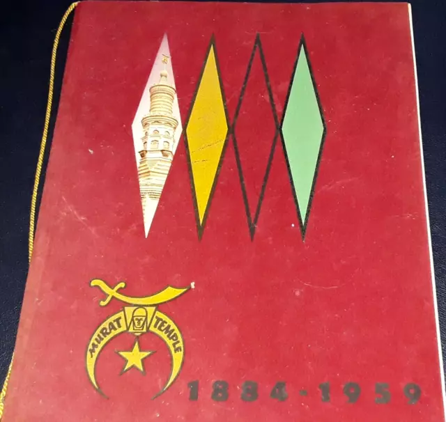 1959 Murat Temple Diamond Jubilee Indianapolis Indiana Booklet, Velvet Cover