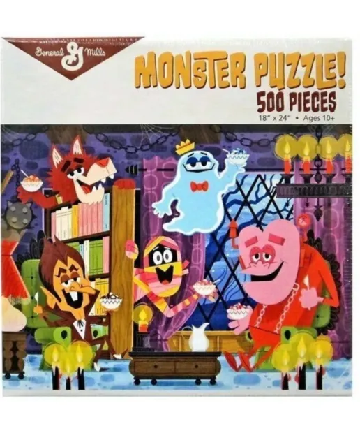 General Mills Monster mash Puzzle Count Chocula Boo Berry 18” X 24” 500 piece