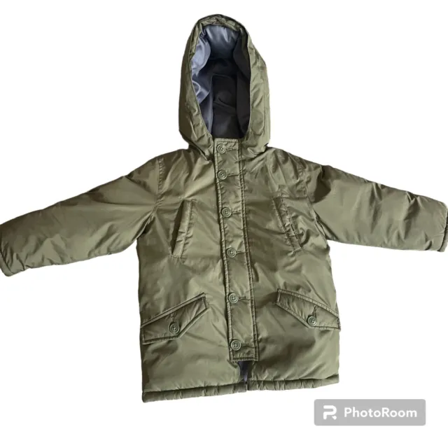 Baby Gap Boys Puffer Jacket Hooded Size 5 Toddler Green Zip Up Coat Winter