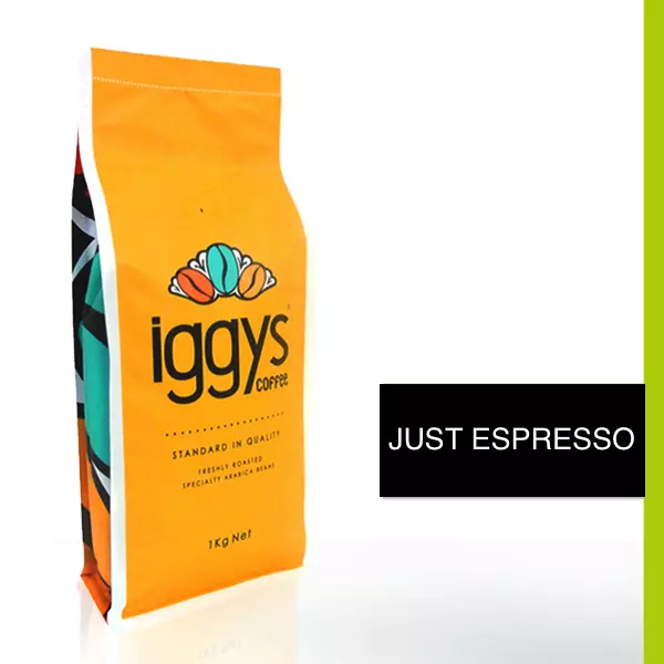 Iggys Coffee 1Kg Just Espresso Dark Roast Premium Arabica Fresh Coffee Beans Png