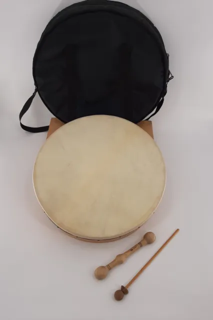 Marco de madera Cooperman Irish Bodhran de 18"" tambor 2 palos de tambor y bolsa día de San Patricio