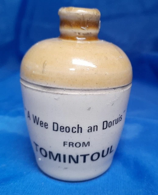 Vintage Ceramic 'Wee Deoch An Doruis From Tomintoul' Mini Whisky Jug Beige