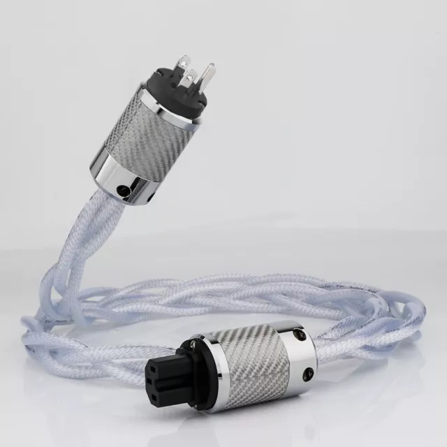 Audiophile OCC Silver Plated Cord with US/EU/UK/AU Plug HIFI Audio Power Cable