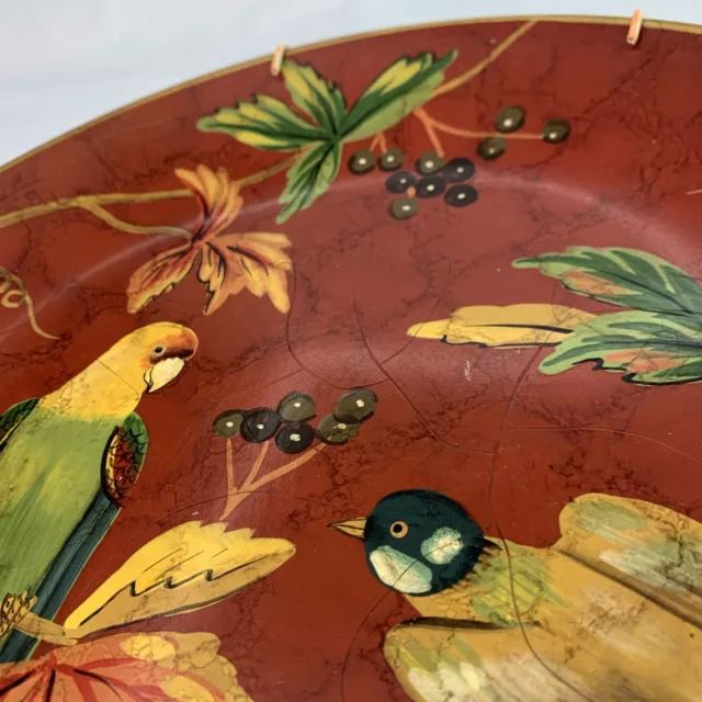 Vtg ANDREA by SADEK Tropical Birds on Branches HANDPAINTED 10" Decorative PLATE 3