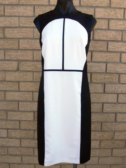 JANE LAMERTON stretch sleeveless black & white colourblock dress 8? (10) as new!