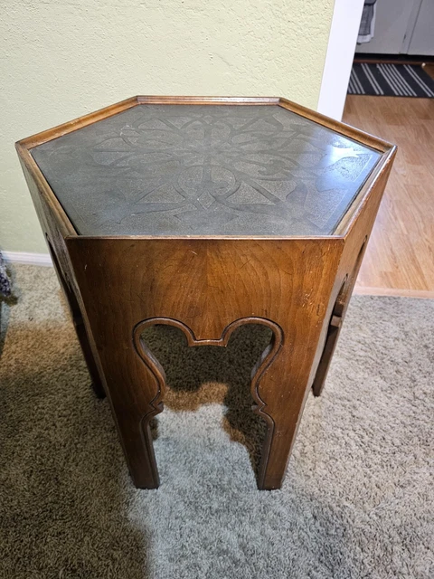 drexel heritage end table material wood with unknown table top material.