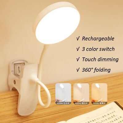 lecture Lampe de bureau USB Sans fil Rechargeable Clip Lampe de table LED Blanc