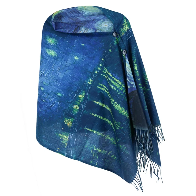 New The Magic Scarf Company Women's Reversible Sueded Van Gogh Print Button