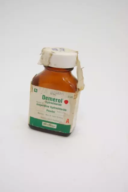 Vtg Vide Winthrop Demerol Chlorhydrate Verre Bouteille Medical Poison Pharmacy