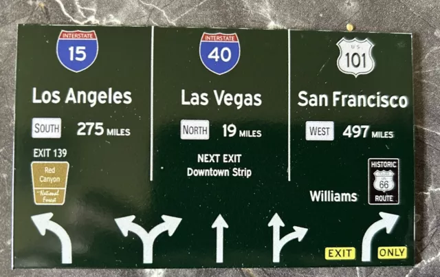 Kühlschrank Magnet: US Strassenschild Los Angeles Las Vegas 10x6cm Magnetschild