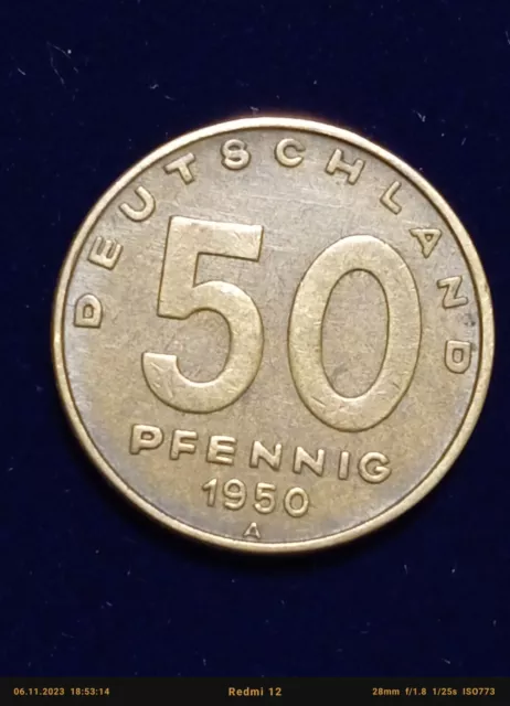 50 Pfennig 1950 A,DDR,gebraucht