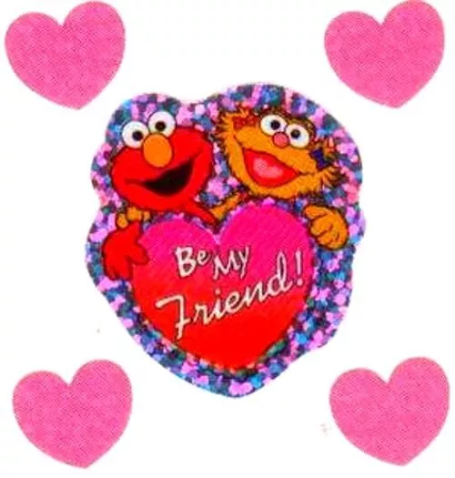 ELMO BE MY FRIEND - Sesame Street Glittery Sandylion Stickers  ~VINTAGE~