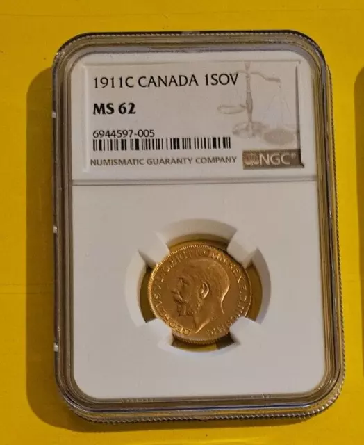 1911C George V Gold Sovereign Ngc Graded Ms62