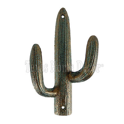 Cactus Wall Hook Cast Iron Southwestern Decor Gold Patina Towel Coat Hanger