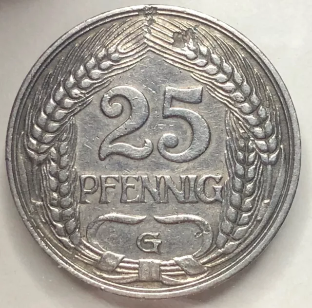 Kaiserreich 25 Pfennig 1911 G . Kaiserreich Wilhelm II . Nickel