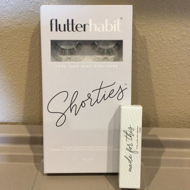 Pestañas De Visón Sintéticas Flutterhabit Totalmente Nuevas Seis (6) Pares Caja Más Adhesivo