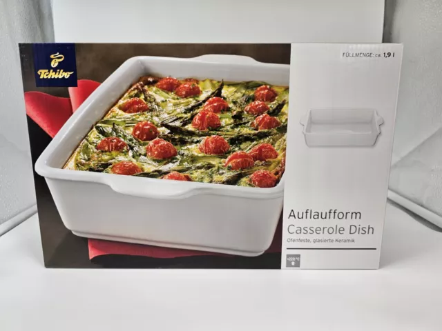 Tchibo Auflaufform 1,9L NEU Casserole Ofenfest Keramik Glasiert Weiß