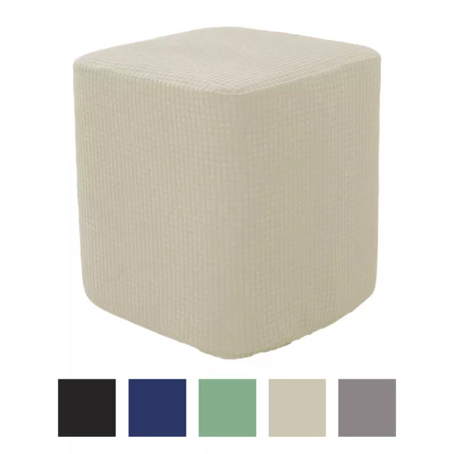 Housse de pouf carrée en polyester extensible, housse décorative pour