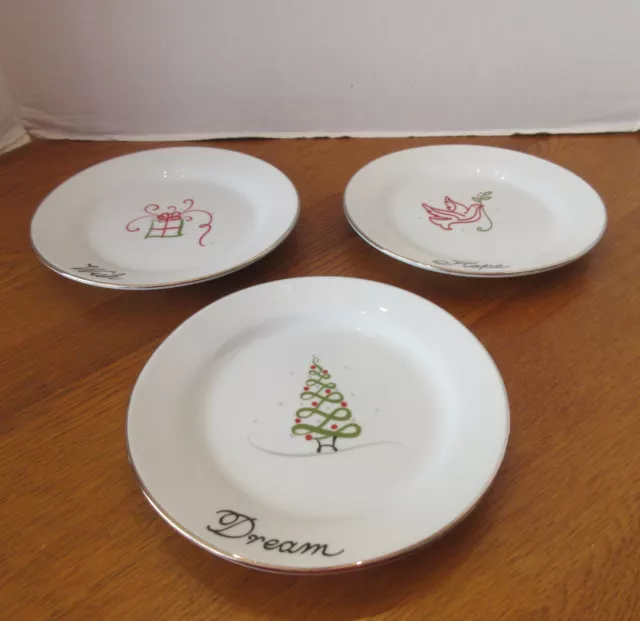 “TIS THE SEASON” St. Nicholas Square 3 Round Dessert/Pie Plates- 6 ½”