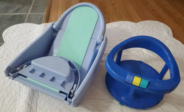 Vintage Safety First Baby Bathtub And Bath Seat - 1989 And 1999 - Blue