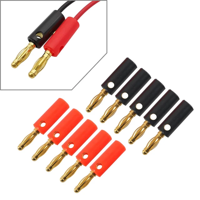 4mm Gold Plated Audio Speaker Wire Cable Screws Banana Plug Connector Adapter