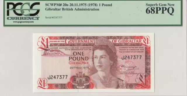 1975 Government Of Gibraltar Qeii 1 Pound **Rare Date** (( Pcgs 68 Ppq ))